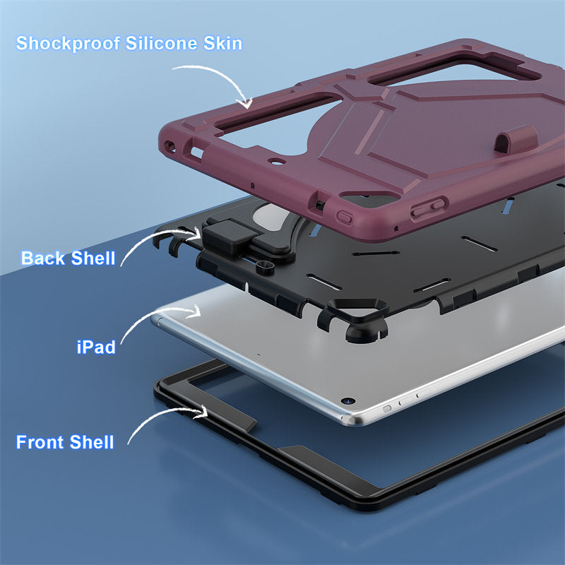 Tablet Case Rugged with Kickstand for iPad 6th/5th Generation 2018/2017-PlumBlack