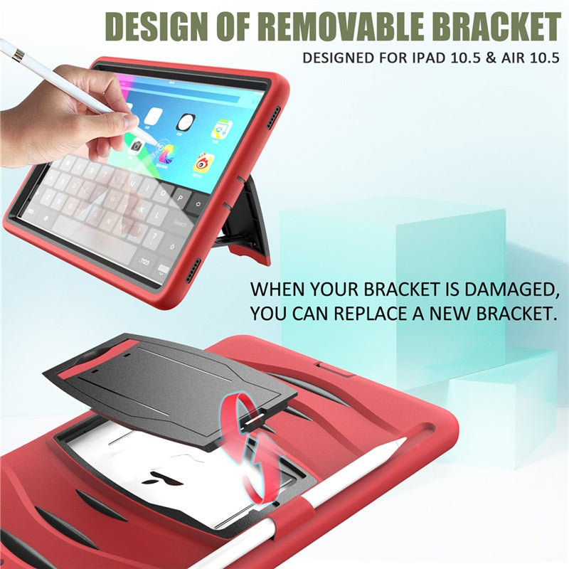 Shock Wave Kickstand Case Anti-Fall Protection With Pencil Holder For 10.5inch iPad Air3/iPad Pro10.5-Red