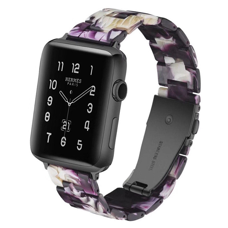 Fashion Resin iWatch Band with Stainless Steel Buckle for iWatch Series SE/6/5/4/3/2/1-FlashPurple