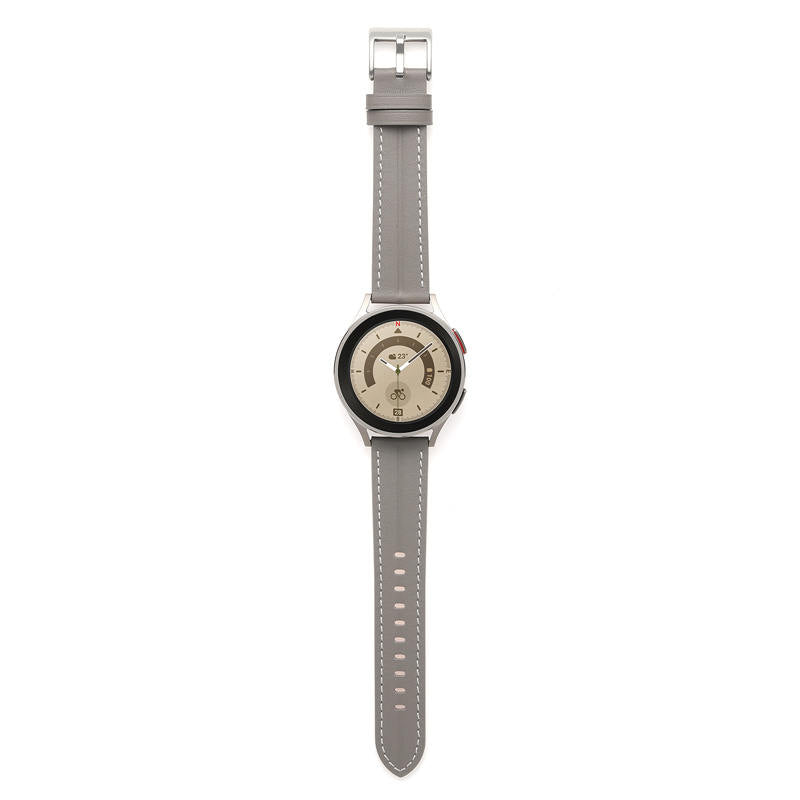 Genuine Leather Watchband Groove for Galaxy Watch 42mm/Samsung Gear S3-NebulaAsh