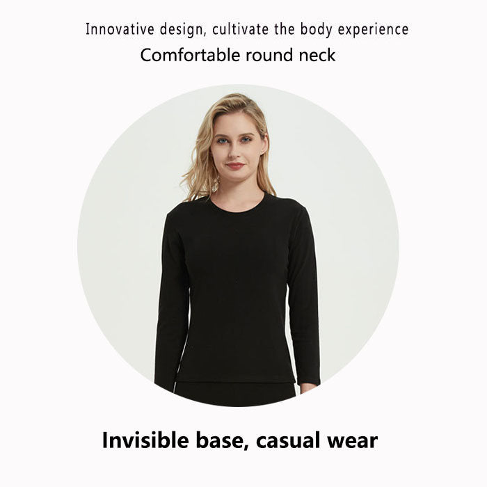Women's Ultra Soft Autumn And Winter Thermal Underwear Fleece Lined Pajamas-Black