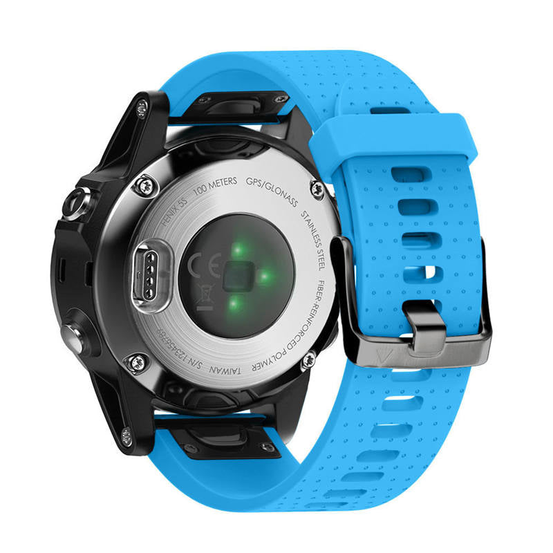Watch Band For Garmin Fenix Fenix 5S/ 5S Plus/6S/ 6S Pro Soft Silicone 20mm Replacement Strap Black Steel Buckle-Sky Blue