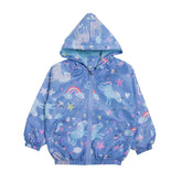 Girls Rain Jackets Lightweight Hooded Cotton Raincoats Windbreakers for Kids-Blue