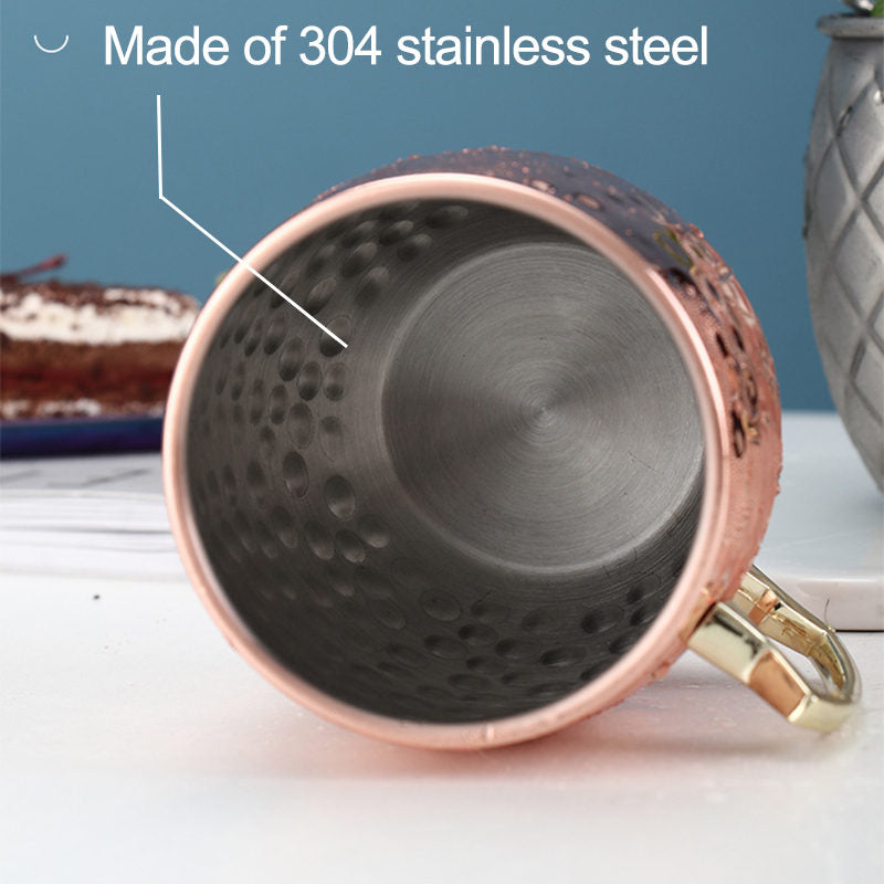 500ml Stainless Steel Moscow Mule Mugs Set of 4 Reticulate Cups-RoseGold