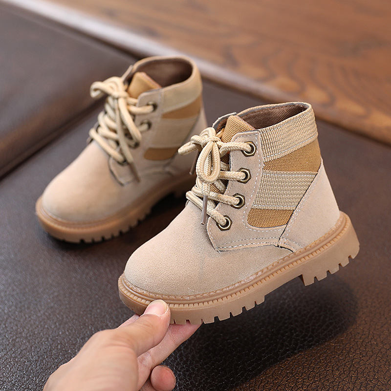 Toddler-Unisex Boots Lace up Winter Snow High Top Shoes Outdoor-Beige