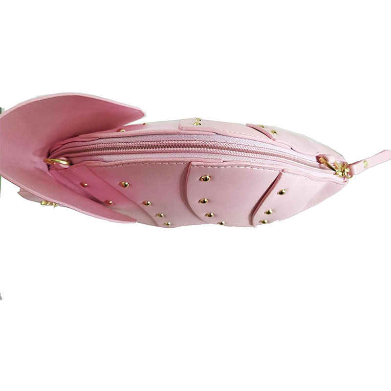 Dinosaur Shape Crossbody Shoulder Bag Women Pu Leather Rivet Chic Clutch-Pink