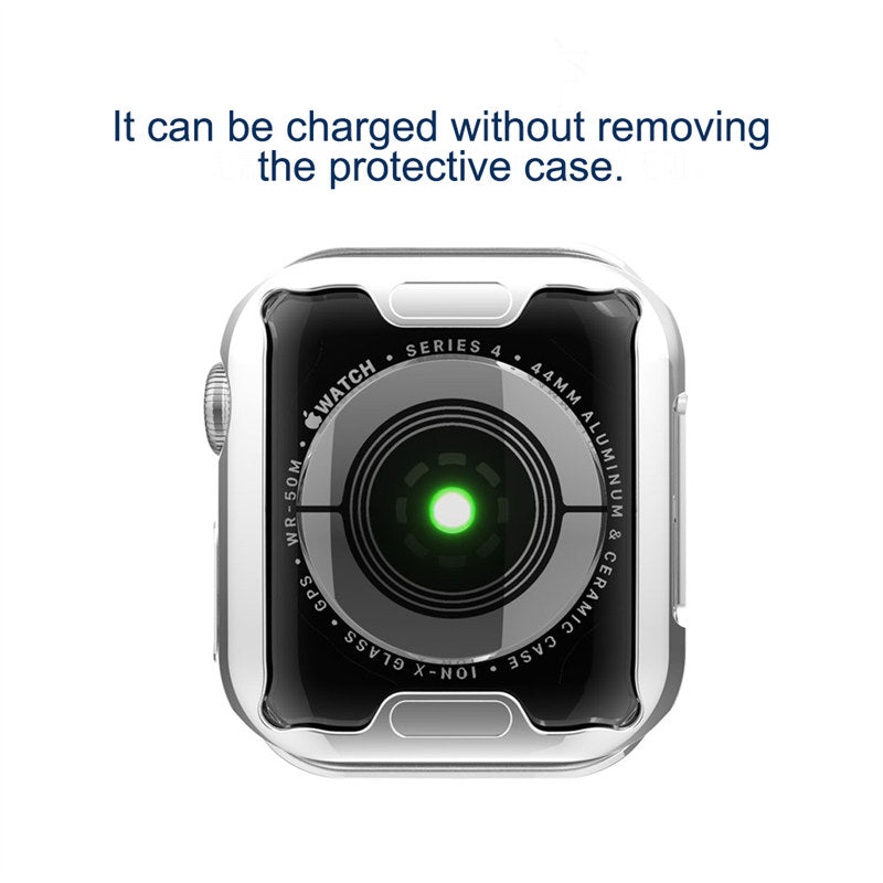 TPU All Around Screen Protective Cover for iWatch SE/6/5/4/3/2/1-Silver