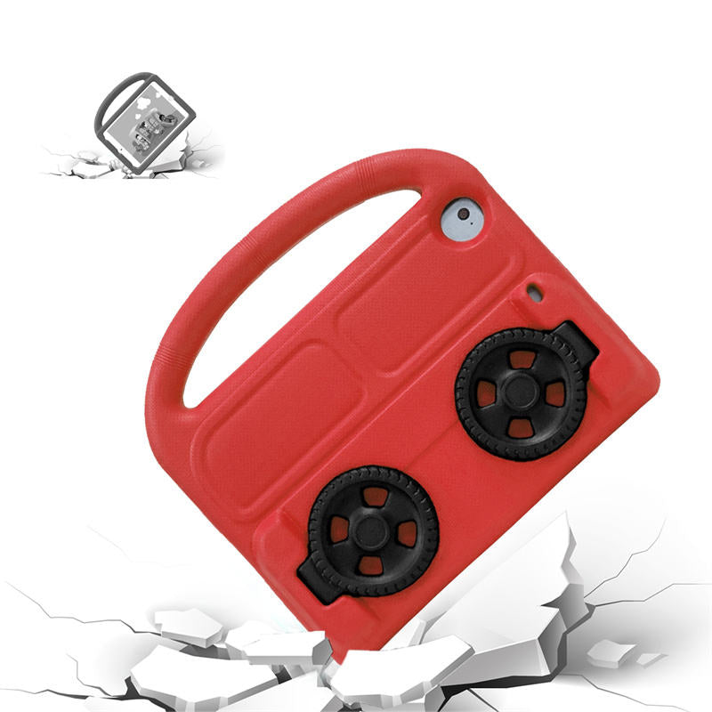 Wheel iPad Case For iPad Mini 1/2/3/4/5 Shockproof Stand Cover With Handle Stand-Red
