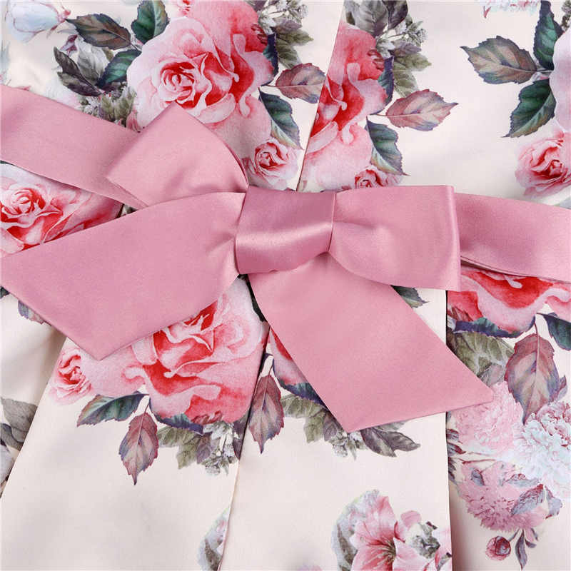 Floral Girls Dresses Summer Girl Clothes Sleeveless Dresses With Bow-Bean Paste