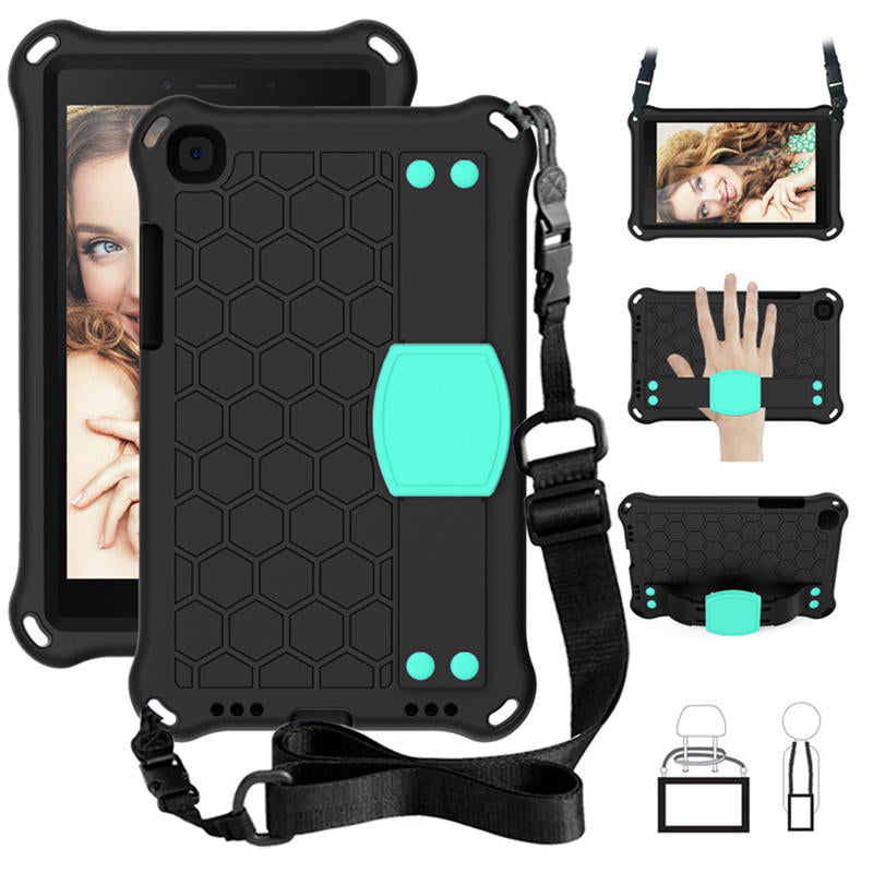 Hive SamSung Tab A 8.0 T380/T385/T387/T377/T330 Tablet Case Durable Stand Cover With Shoulder Strap-BlackAqua