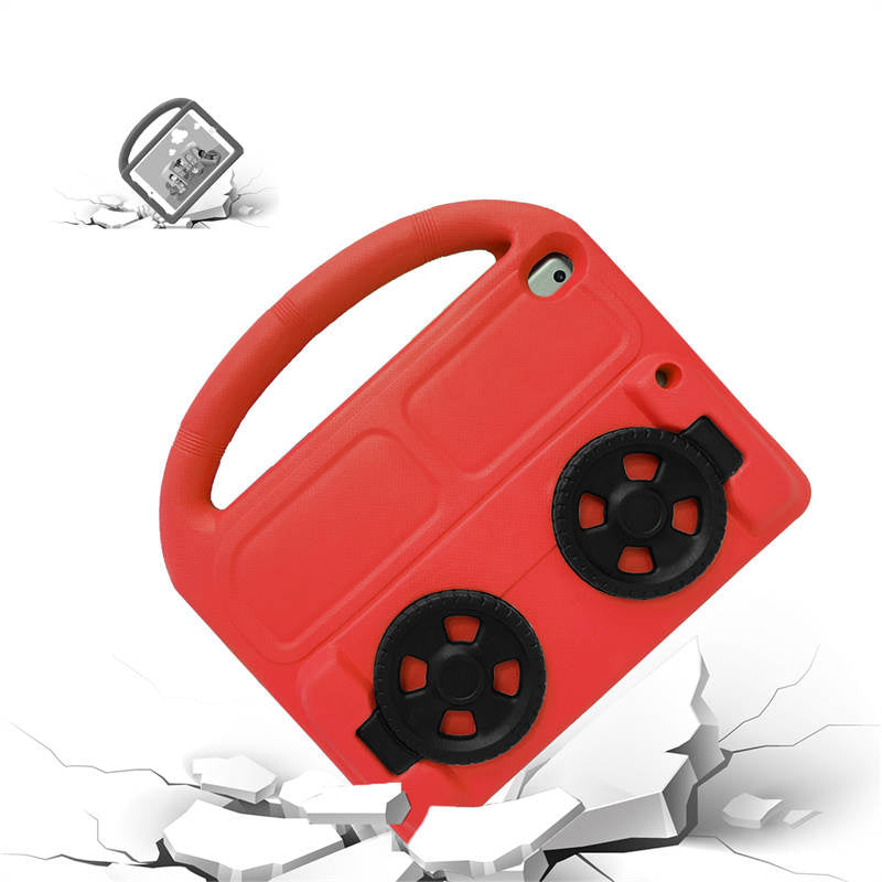 Wheel iPad Case For iPad 7/8/9 Air 3 Pro 10.5 inch Shockproof Stand Cover With Handle Stand-Red