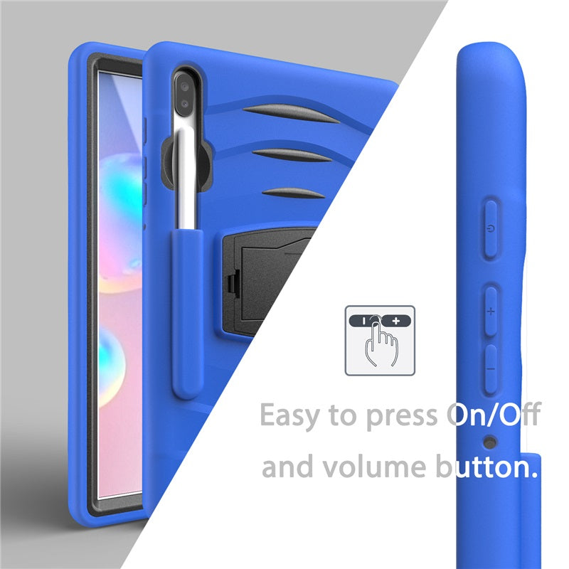 Shock Wave Kickstand Case Anti-Fall Protection With Pencil Holder For Samsung Tab S6 10.5inch T860/T865/T867(2019)-Blue