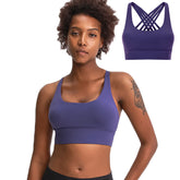 High Support Sports Bras Breathable Strappy Crisscross Back Tops-Purple