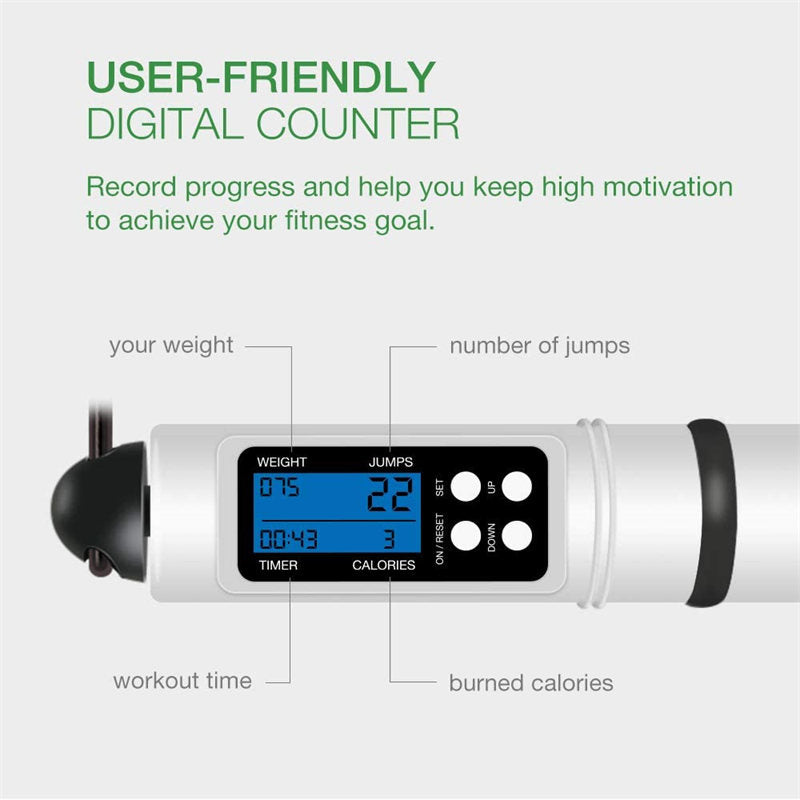 Speed Skipping Rope with Calorie Counter Adjustable Digital with Ball Bearings for Fitness