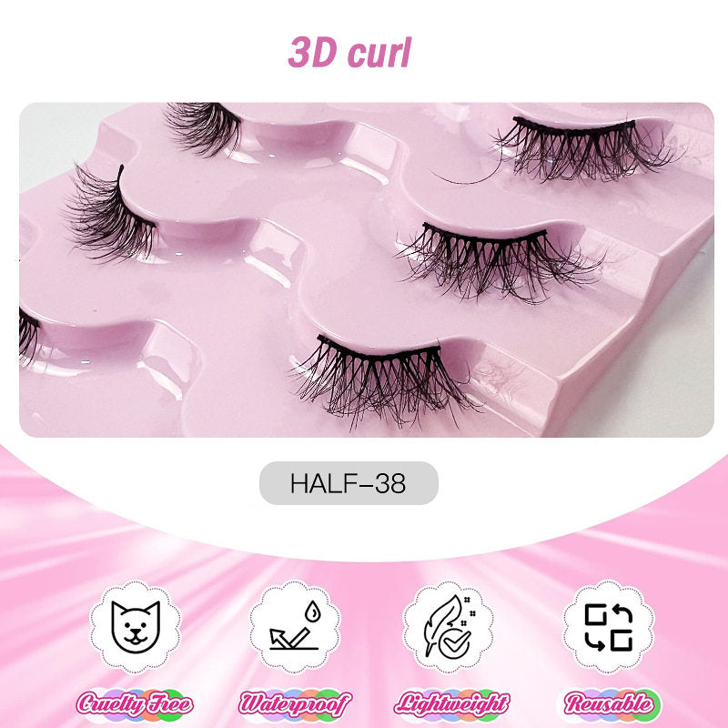 Half Lashes Natural Looking Cat Eye Fluffy 3D Curly False Eyelashes-38