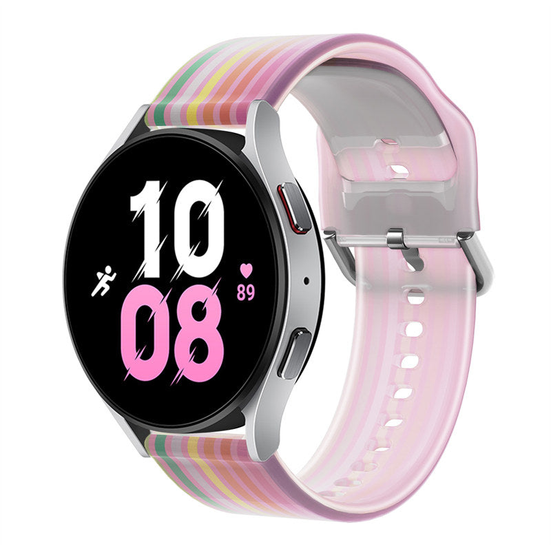 Semi Frosted Watch Strap Transparent Rainbow for Samsung Huawei Watch-06