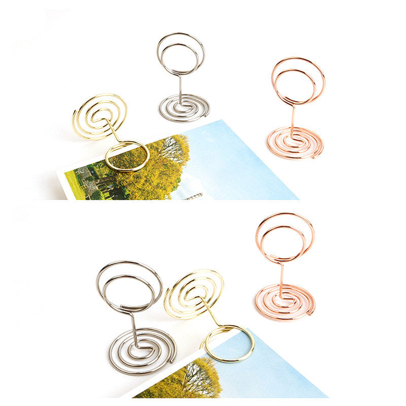 20 Pieces Mini Place Card Holders Table Number Stand Table Card Holder Wire Table Picture Photo Holder-Rose Gold-ring Shaped