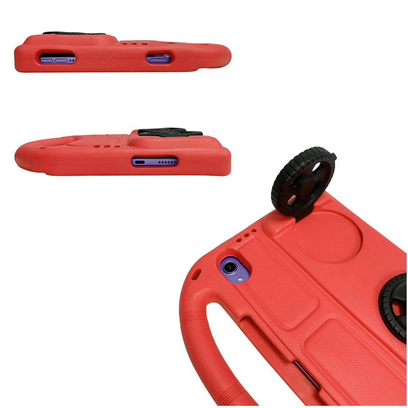 Wheel iPad Case For iPad Mini 6 Shockproof Stand Cover With Handle Stand-Red