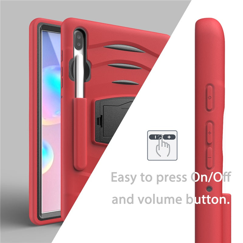 Shock Wave Kickstand Case Anti-Fall Protection With Pencil Holder For Samsung Tab S6 10.5inch T860/T865/T867(2019)-Red