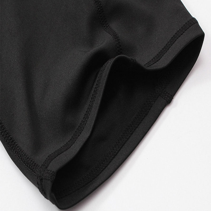Women Yoga Shorts With Pocket High Waist Fitness Running Leggings Sports Quick Drying Tight Pants 2048-Black