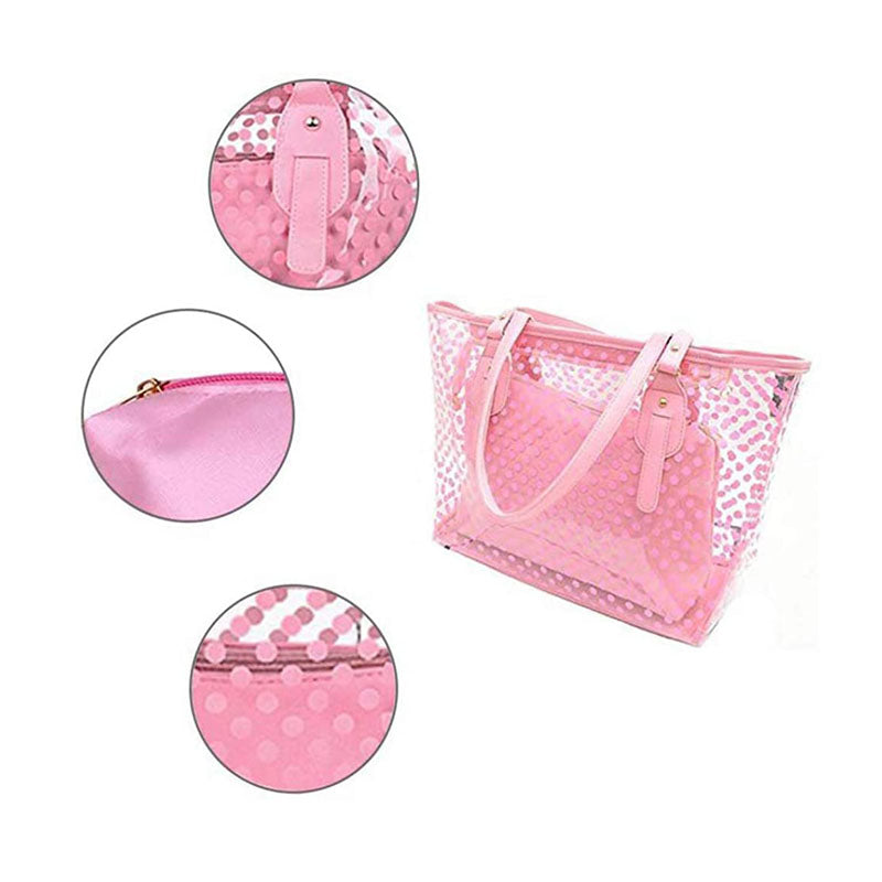 Candy Color PVC Clear Shoulder Bag Beach Tote Bag-Blue