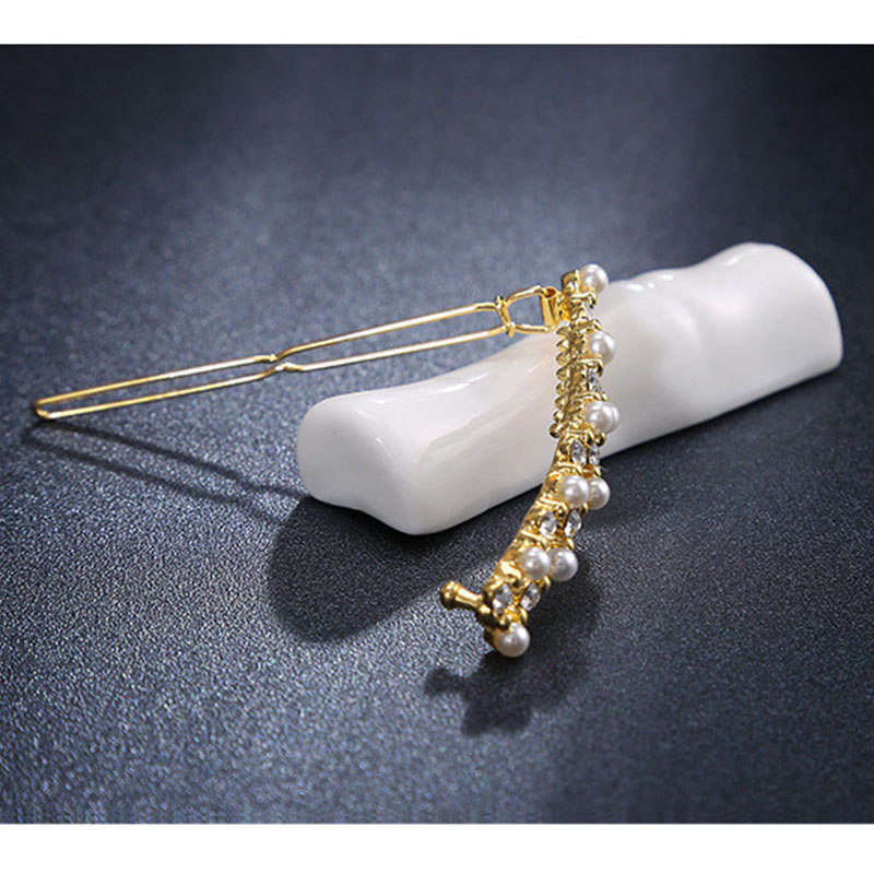 2Pcs Women Fashion Gold Pearl Bobby Pins For Wedding