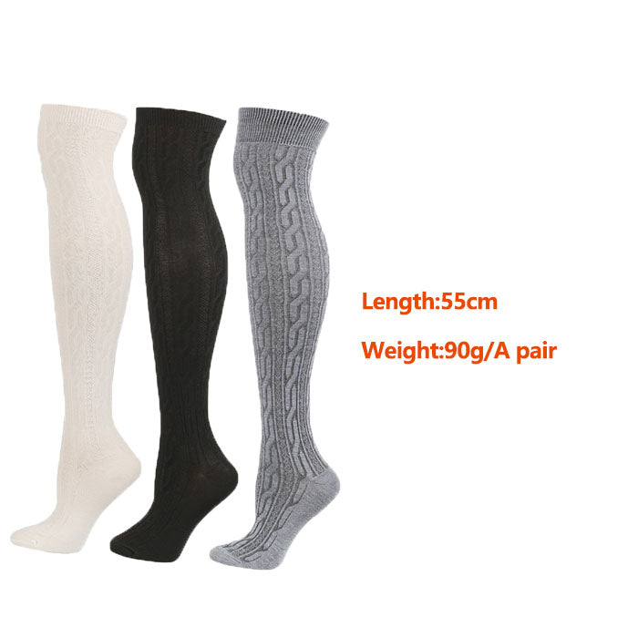 3Packs Women Extra Long High Socks Knit Warmers Thick Tall Long Boot Stockings Leg-WhiteBlackGray