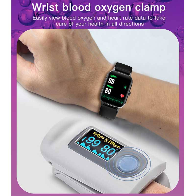 F37 HD Smart Watch Fitness Tracker with Blood Oxygen Temperature Sleep Monitor-Pink