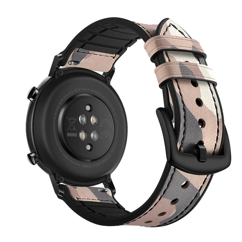 Silicone Leather Watch Strap 22mm 20mm For Samsung Galaxy Watch - Cam Powder