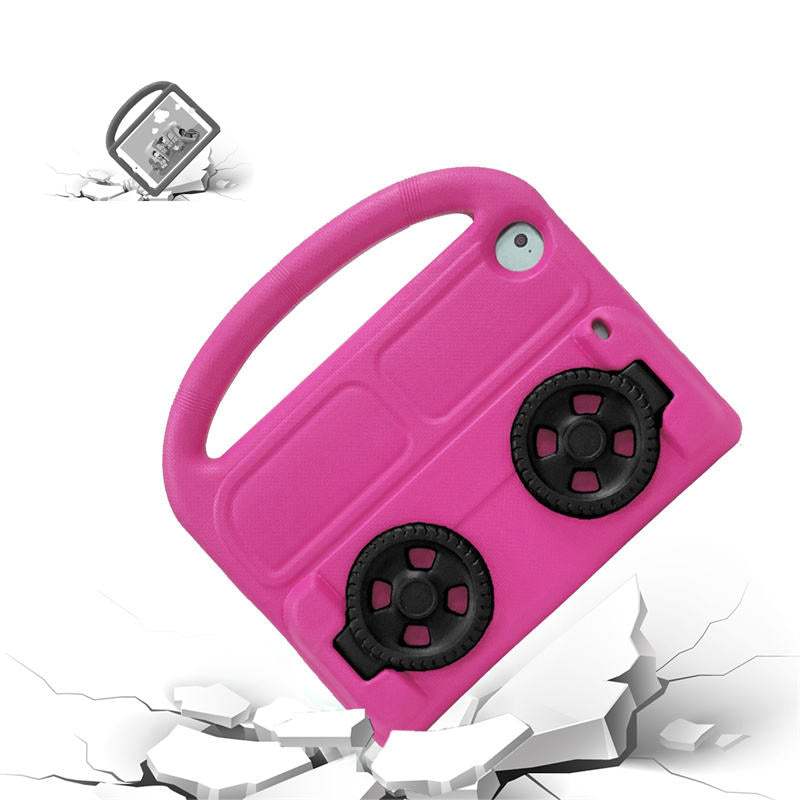 Wheel iPad Case For iPad Mini 1/2/3/4/5 Shockproof Stand Cover With Handle Stand-Rose