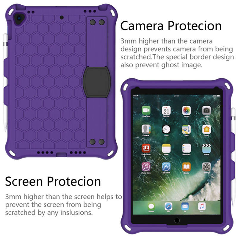 Hive iPad Case For iPad Pro/Air 10.5/iPad 10.2 Durable Stand Cover With Shoulder Strap-PurpleBlack