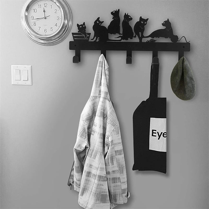 Aesthetic Bathroom Towel Rack for Wall Mount Space Saving Towel Holder Hooks -Cat
