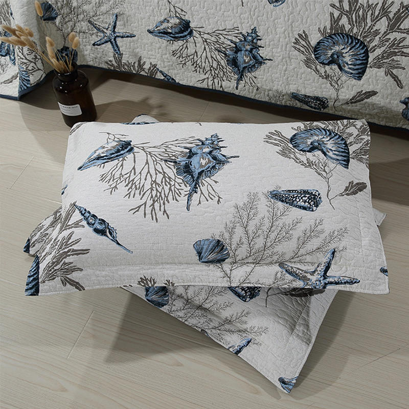 3 Pieces Coverlet Set Pastoral Style Washed Printed Quilted Quilt for Home