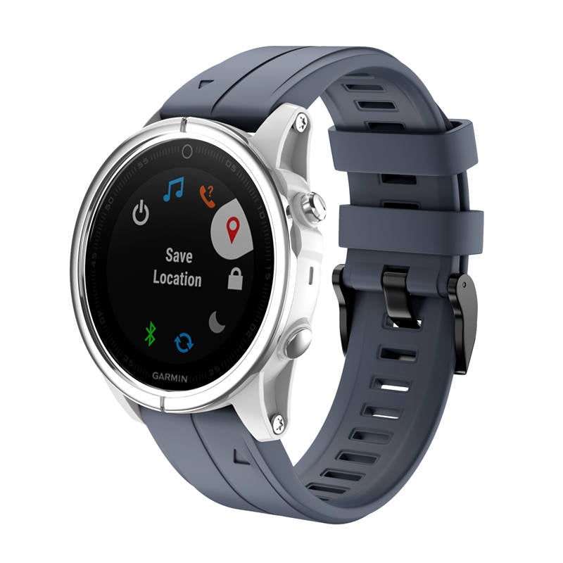 Silicone Replacement Band 20mm Quick Release Easy Fit For Garmin Fenix 5S/5S Plus/6S/6S Pro Smartwatch Black Steel Buckle-Rock Cyan
