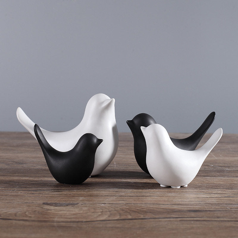 Ceramic Animal Figurines Home Decoration Furniture Desktop Display-White Bird