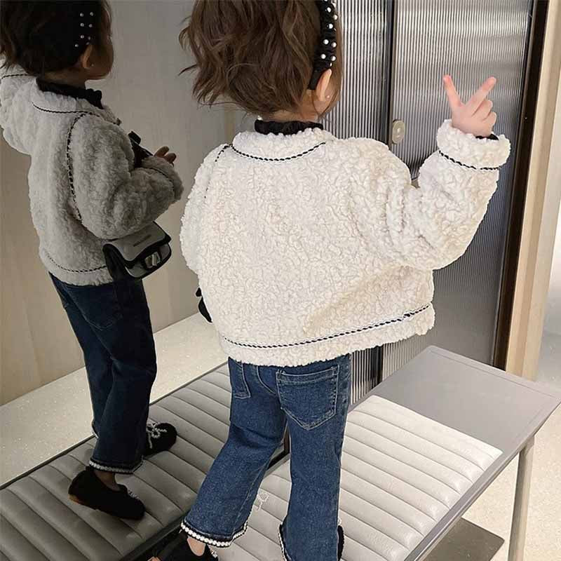 Girls Sherpa Short Coat Toddler Winter Jacket Warm Outwear Clothes 2-10 Years