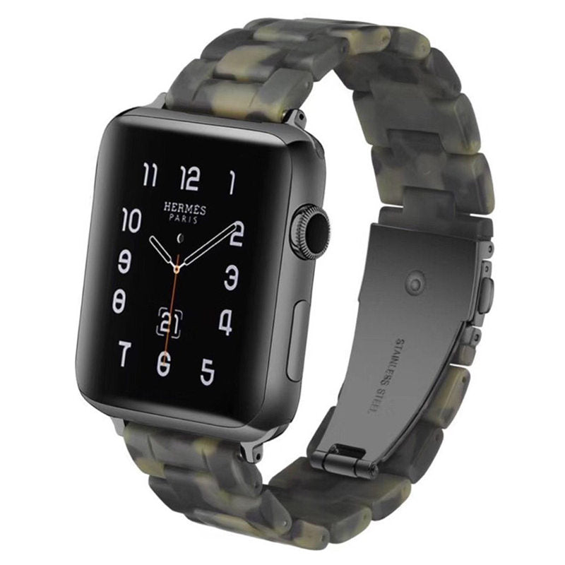 Fashion Resin iWatch Band with Stainless Steel Buckle for iWatch Series SE/6/5/4/3/2/1-ArmyGreen