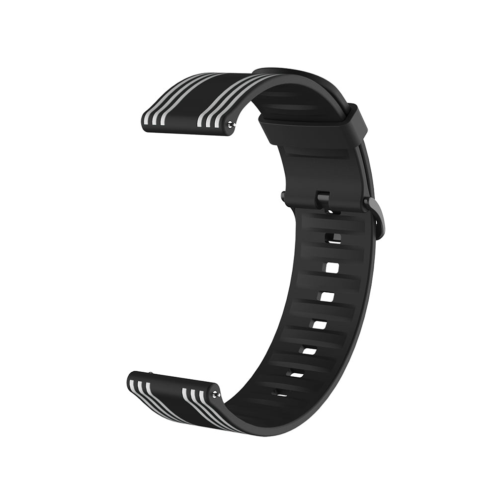 Silicone Band Striped Watch Band For Samsung Galaxy Watch 42/46mm Gear S3 Frontier/Classic(Black White)