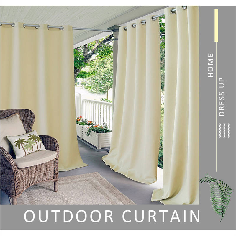 2 Panels Solid Color Blackout Curtains for Living Room-Beige