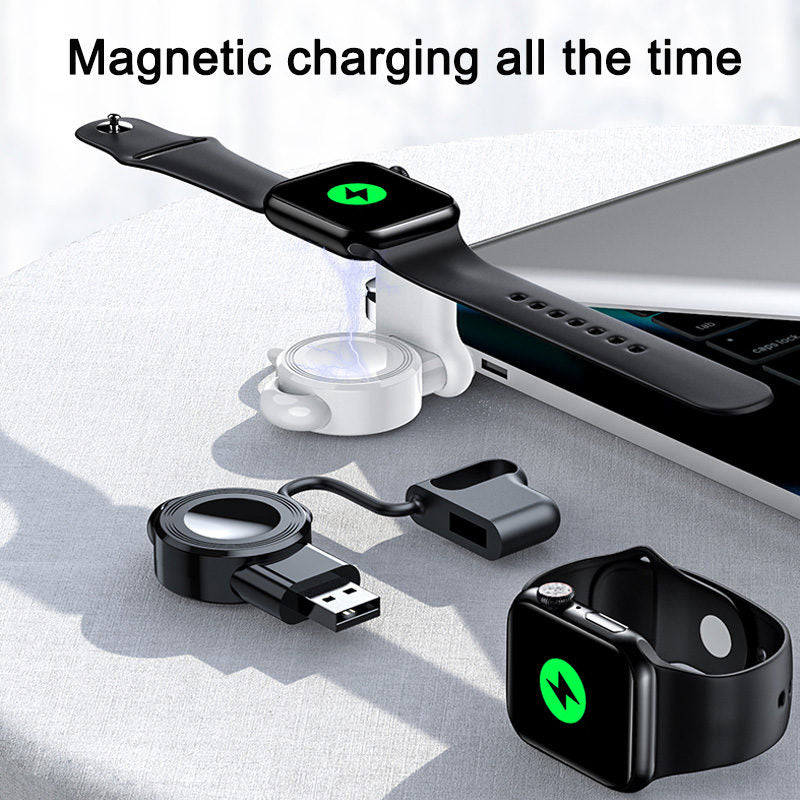 USB Portable Magnetic Watch Wireless Charger for Apple Watch 1/2/3/4/5/6/SE-White