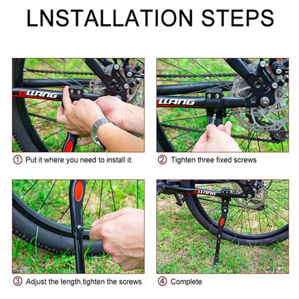 Adjustable Bike Kickstand Aluminum Rear Side Bicycle Stand for Bike 22inch-2inch-Black