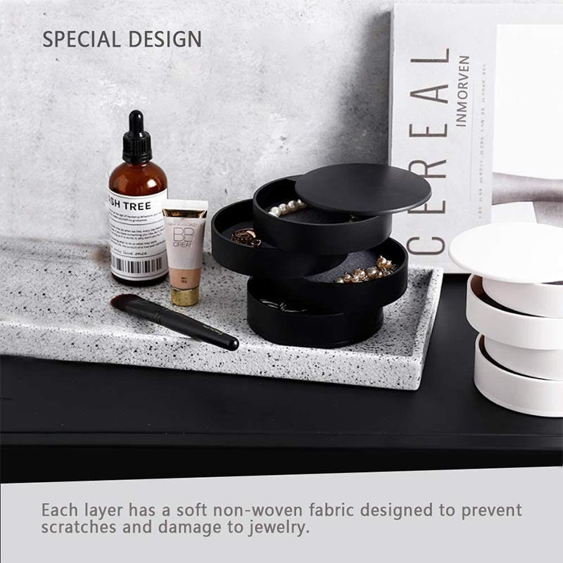 Earring Holder Simple 4-Layer Rotating Travel Jewelry Box-White