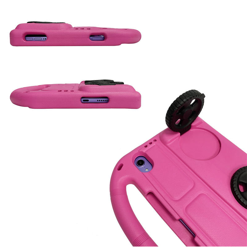 Wheel iPad Case For iPad Mini 6 Shockproof Stand Cover With Handle Stand-Rose