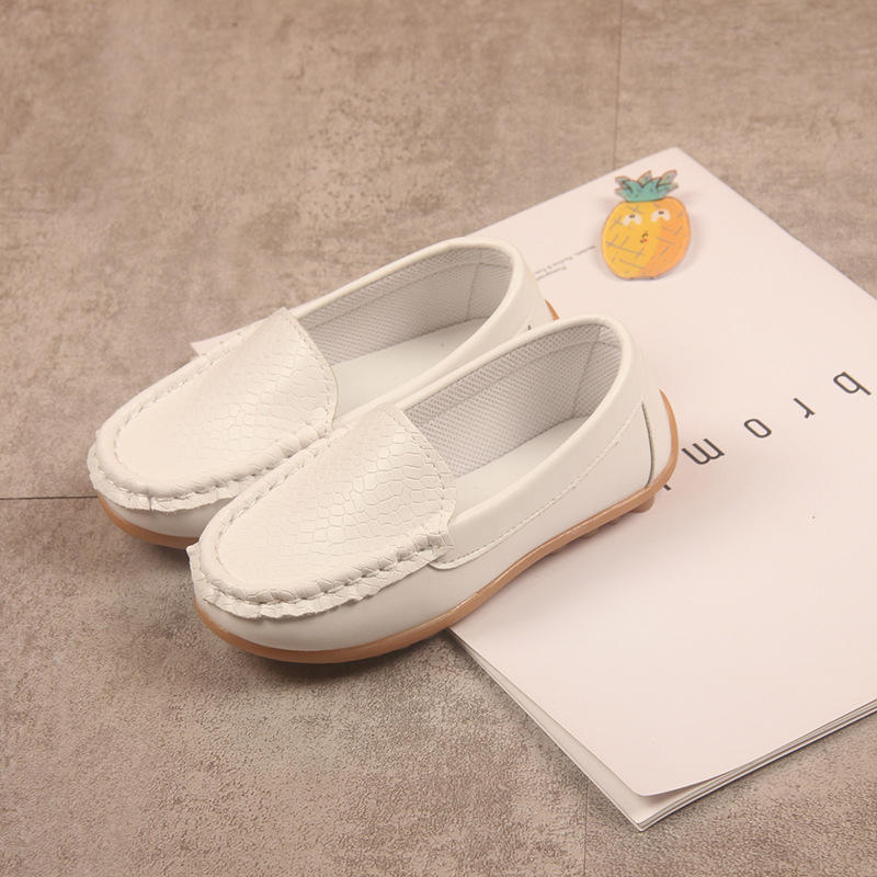 Casual Toddler Flat Shoes Boys Girls Soft Slippery Loafers-White