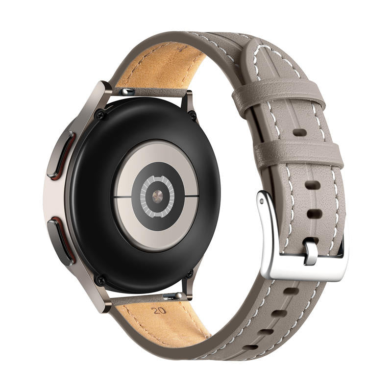 Genuine Leather Watchband Groove for Galaxy Watch 42mm/Samsung Gear S3-NebulaAsh