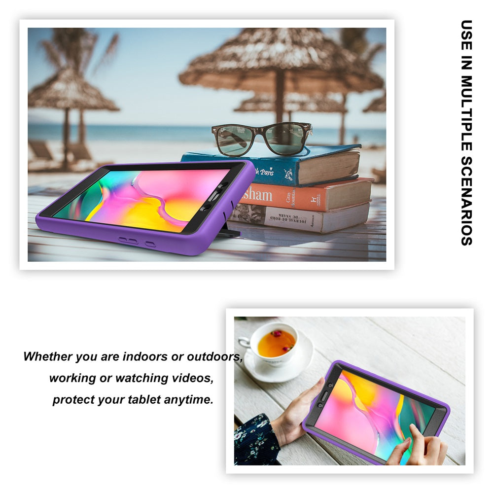 Shock Wave Kickstand Case Heavy Duty Rugged Anti-Fall Protection For Samsung Tab A 8inch T290/T295(2019)-Purple