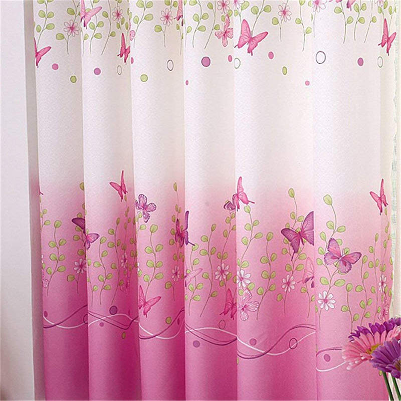 2 Panels Butterfly Flowers Printed Curtains for Girls Room 39 x 78 Inch