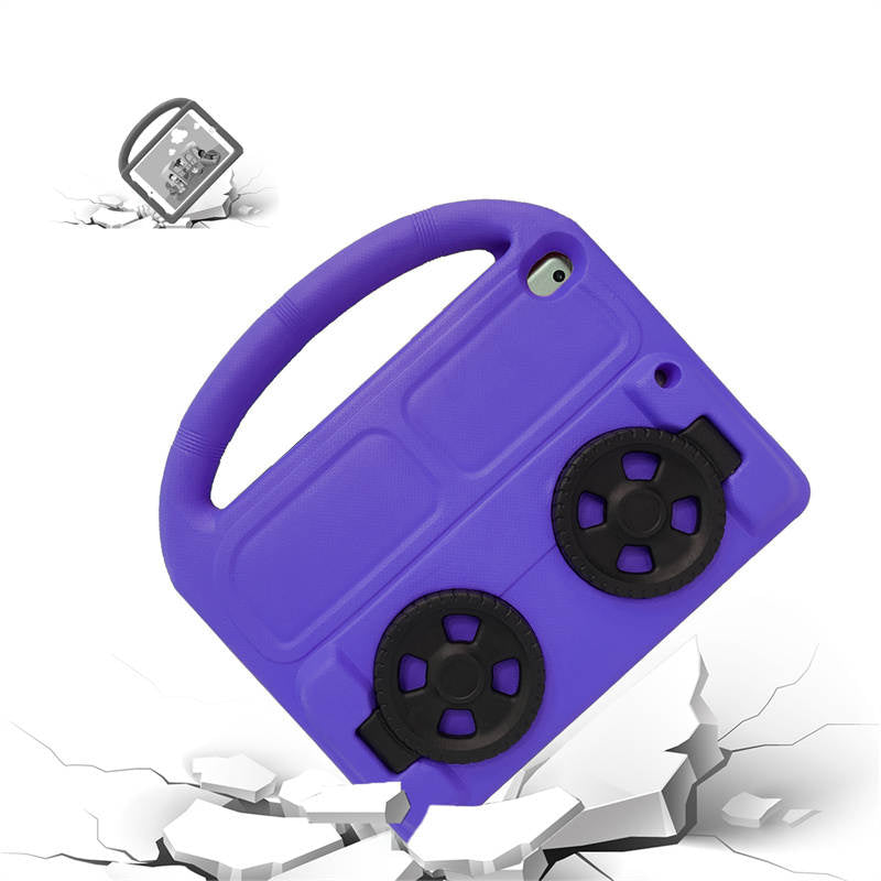 Wheel iPad Case For iPad 7/8/9 Air 3 Pro 10.5 inch Shockproof Stand Cover With Handle Stand-Purple