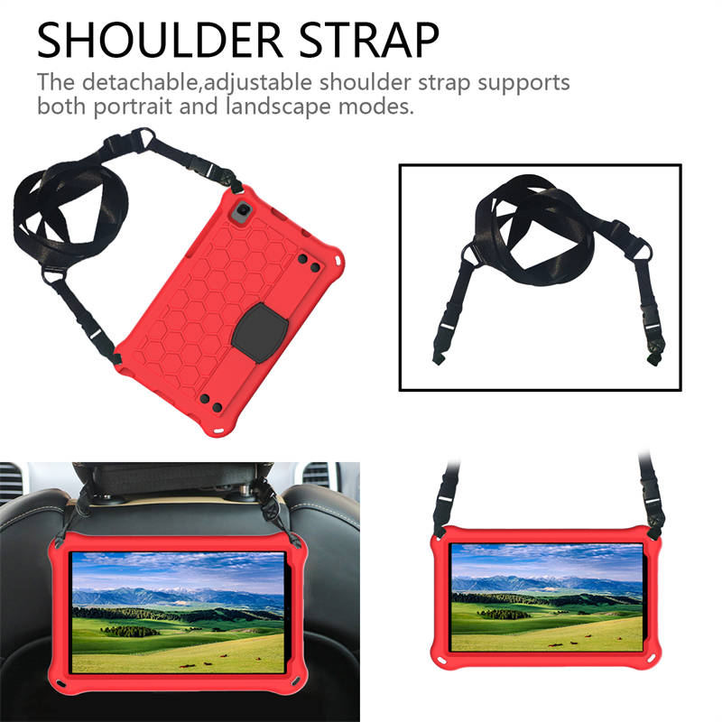 Hive Tablet Case For SamSung Tab A7 Lite 8.7(T220/T225) 2021/Tab A8 (P200/P225) 2019 Durable Stand Cover With Shoulder Strap-RedBlack