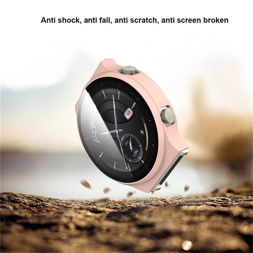 Matte PC Case With Tempered Glass Cover For Huawei GT2 Pro -Rose gold